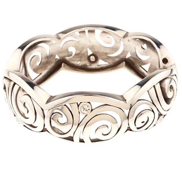 Brighton "LONDON GROOVE" Hinged Scrollwork & Swirls Bangle w Swarovski Crystals - Picture 2 of 11